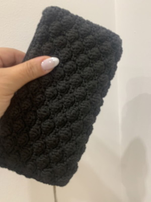 Handmade knitted wallet like new, black, with coin and card compartments