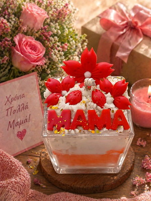 Gift glass filled with aromatic plant wax decorated for mom
