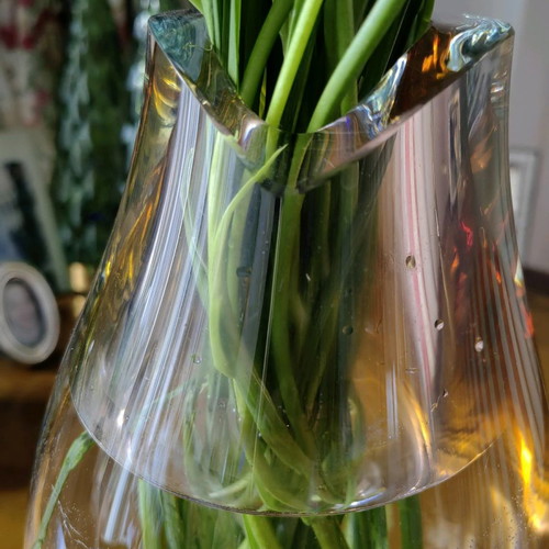 Kosta Boda vase used, crystal, signed by Goran Warff