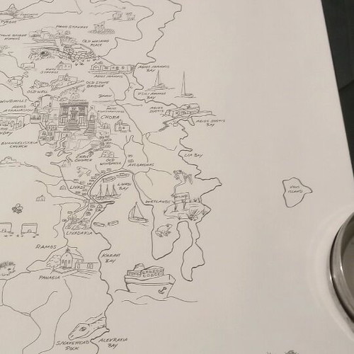 Original Serifos map new on watercolor paper