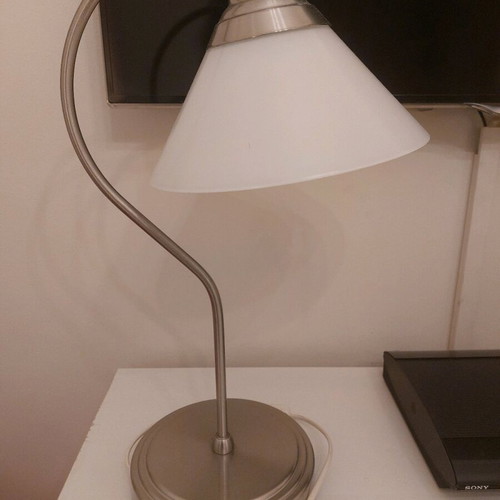 Lamp like new, silver with white, up to 40W