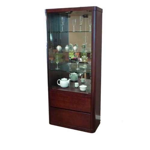 Dil-122 Oak Wood Dining Room Showcase Cherry Brown