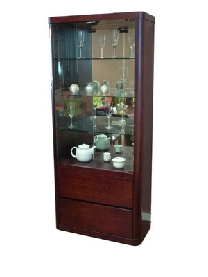 Dil-122 Oak Wood Dining Room Showcase Cherry Brown