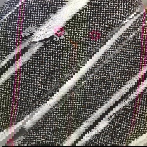 Κασκόλ χειροποίητο με λεπτομέρειες κατόπιν παραγγελίας, καφέ και ροζ