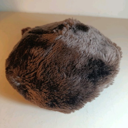 Fur women's hat with tail used, brown, size 56