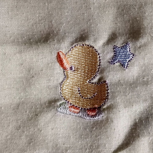 Cot pillowcase new, cotton, light green with duck and star design
