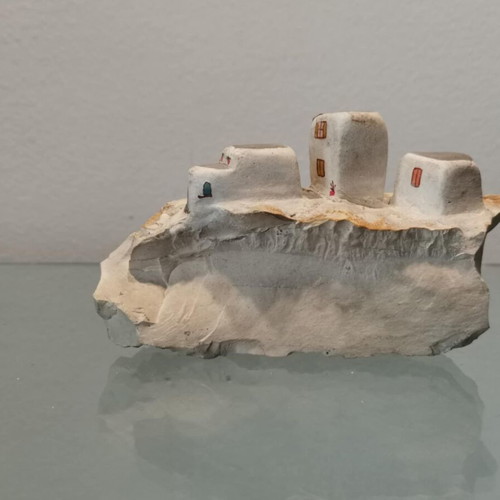 Handmade souvenir used on natural volcanic stone
