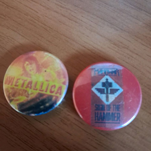 Metallica and Manowar pins pack of 2 like new