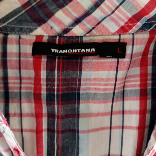 Tramontana women's plaid shirt size L used with embroidered details and waist strap