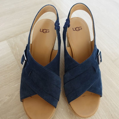 Ugg Australia Platform Sandals New, Blue Suede Espadrille