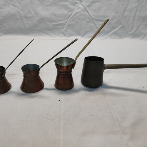 Old coffee pots used for hoboli, set of 4 pieces