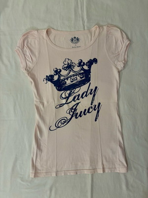 Juicy Couture pink baby tee with blue crown design like new