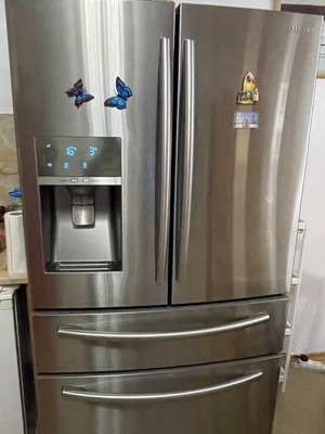 Samsung side by side refrigerator with ice maker and water filter, model FR24FSEDBSR