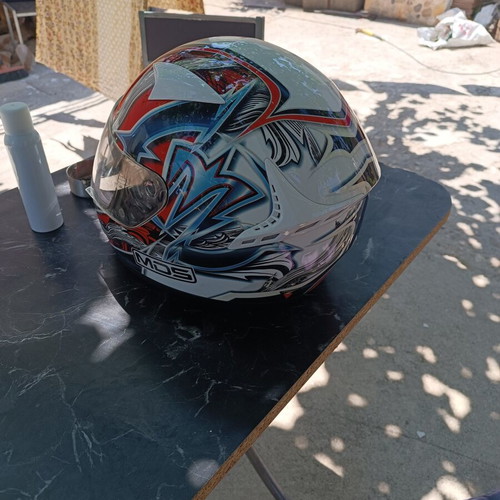 MDS motorcycle helmet used, medium size, front visor broken