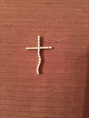 Silver cross with white zircon stones like new