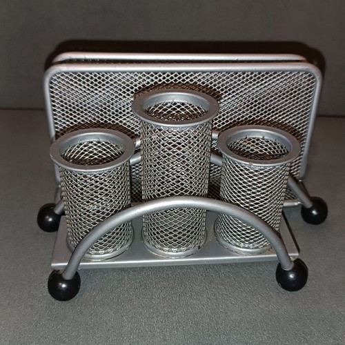 Metallic silver office set like new, 2 pieces