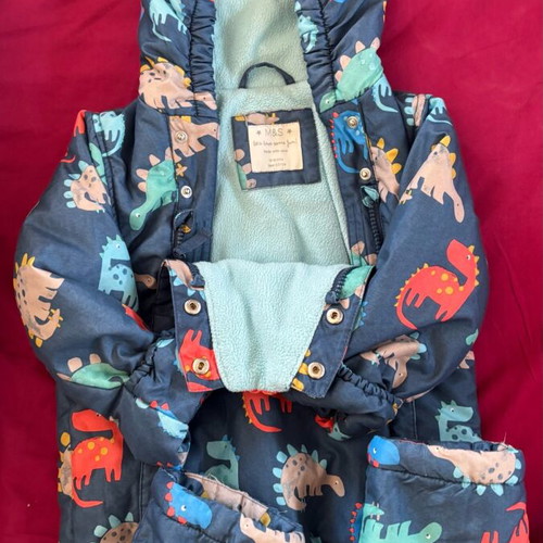 Dinosaur print baby snowsuit used Marks & Spencer 12-18 months