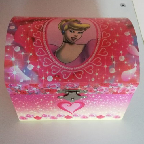 Disney Cinderella Music Jewelry Box like new with mirror and rotating figure