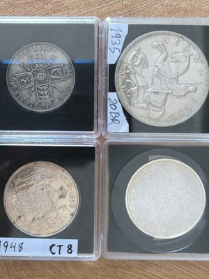 Silver collectible coins like new, set of 6 from England Denmark Czechoslovakia Portugal