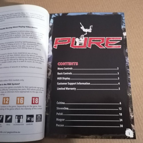 Pure Xbox 360 game manual in English and 5 other languages