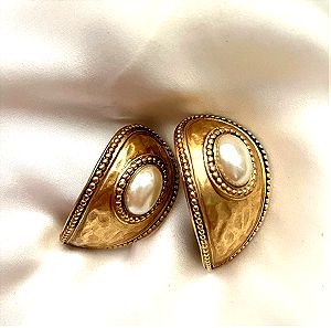 Vintage σκουλαρίκια με κλιπ σε χρυσή απόχρωση και χρυσές λεπτομέρειες
