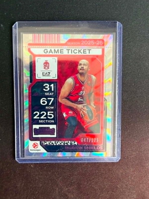 2025-26 Panini Contenders Euroleague Shavon Shields Game Ticket new