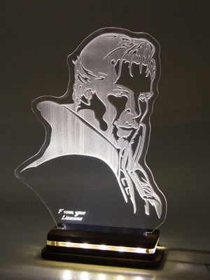 Dr. Strange LED lamp new with wooden base and plexiglass