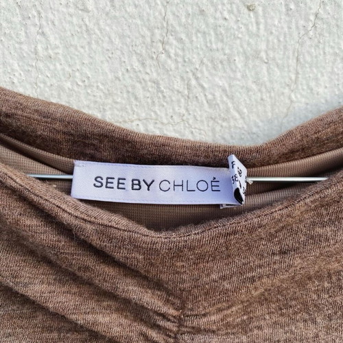 See by Chloe wool dress used, brown, size M