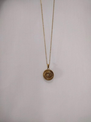 Eye necklace new stainless steel gold color with white zircon