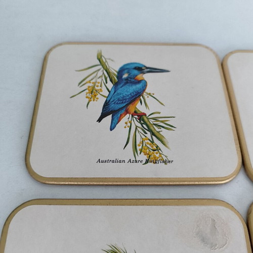 Vintage set of 6 coasters with Australian birds used