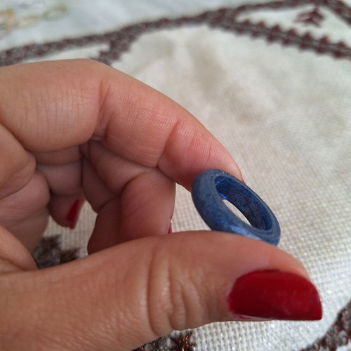 Blue ring new with liquid glass, size 18
