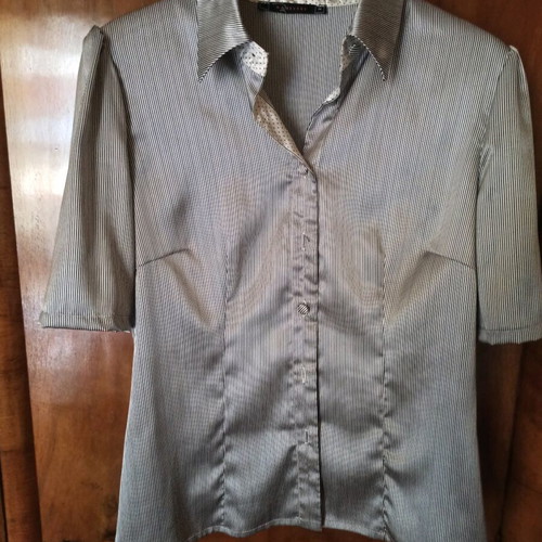 Raxevsky women's summer shirt refurbished, medium size, gray with stripes