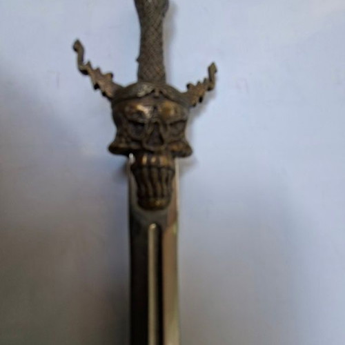 Vintage metal Terminator letter opener, skull handle, 16cm