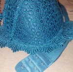 Petrol lace bra 80B used with pearl detail and removable straps