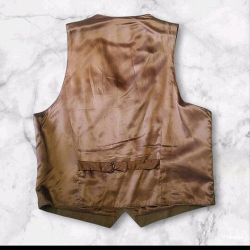 Genuine men's castor leather vest like new, size L, beige brown