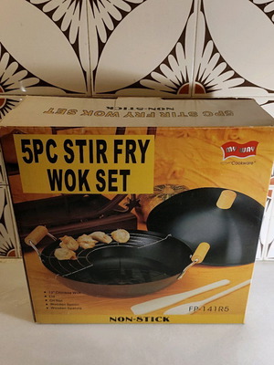 5pc stir fry wok set like new