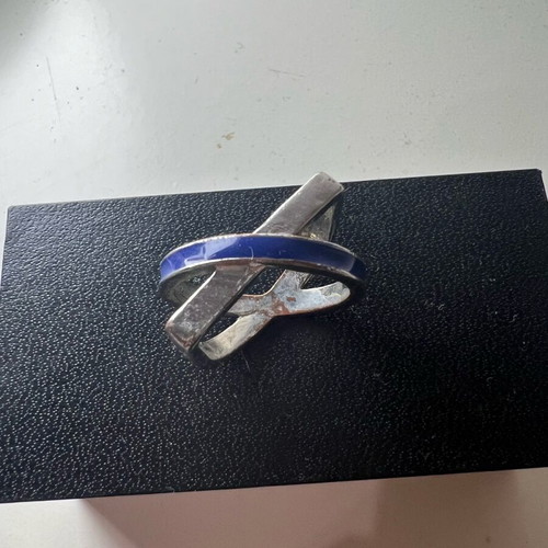 Camden Town ring used, silver and blue, Celtic design