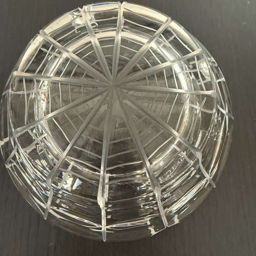 Set of 2 crystal ashtrays with spider web design, like new