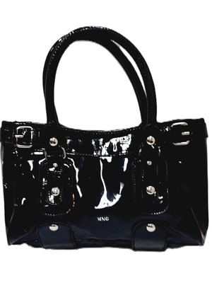 MNG Black Patent Leather Handbag like new, vintage 90s