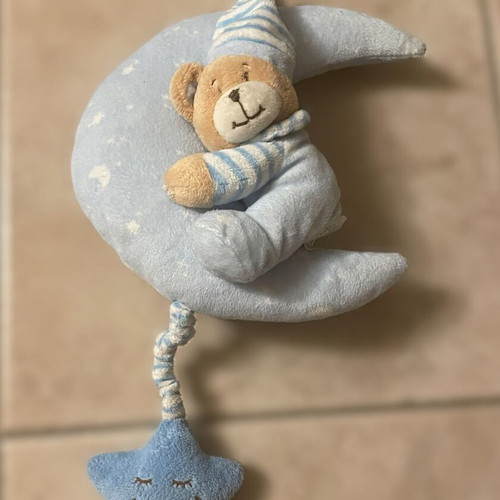 Musical crib toy moon teddy bear like new