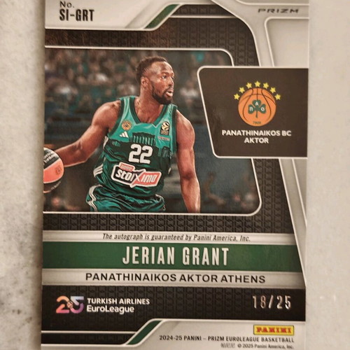 Jerian Grant autograph card new, Panathinaikos Color Match