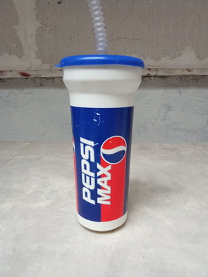 Pepsi Max plastic vintage cup used with straw from 1990s