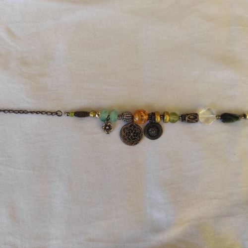 Boho vintage bracelet with beads and metal elements
