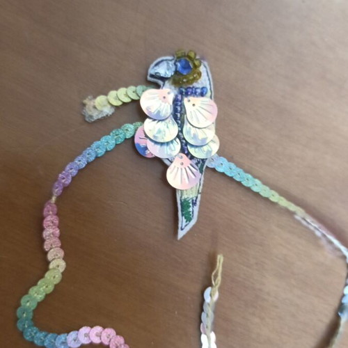 Blue Parrot with Sequins Used, Decorative Craft Element