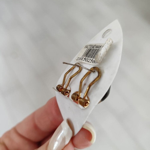 Vintage earrings new, black and gold steel