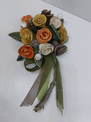 Handmade decorative table bouquet made of clay new