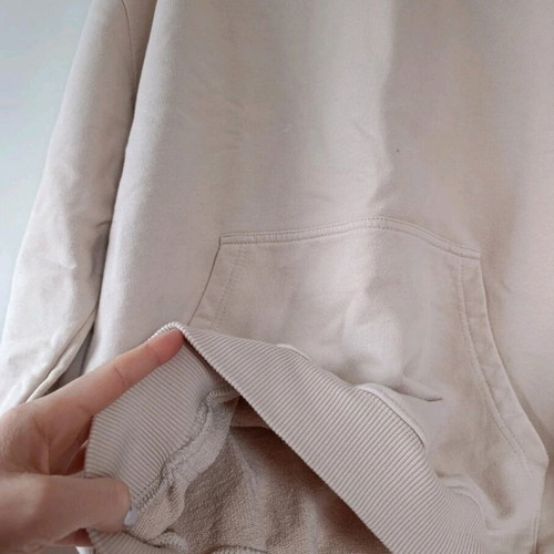 Unisex beige hoodie sweatshirt, loose fit M–XL