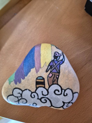 Decorative stone new with acrylic paint