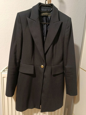 Γυναικείο μακρύ σακάκι Zara σαν καινούργιο, μπλε με χρυσά κουμπιά
