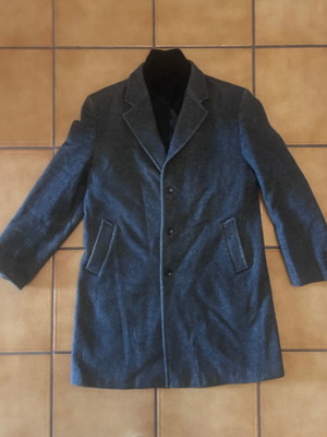 D’S Classic men’s coat used, wool blend charcoal tweed, size XL